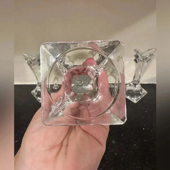 Mikasa set of 4 Clear Crystal "Deco" Single Light Candlestick Holders - Picture 2 of 5